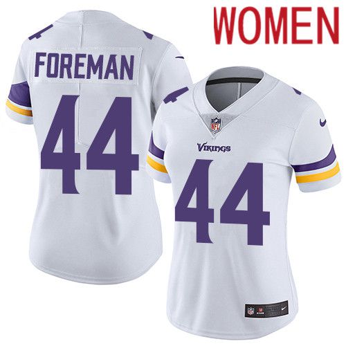 Women Minnesota Vikings #44 Chuck Foreman Nike White Vapor Limited NFL Jersey->women nfl jersey->Women Jersey